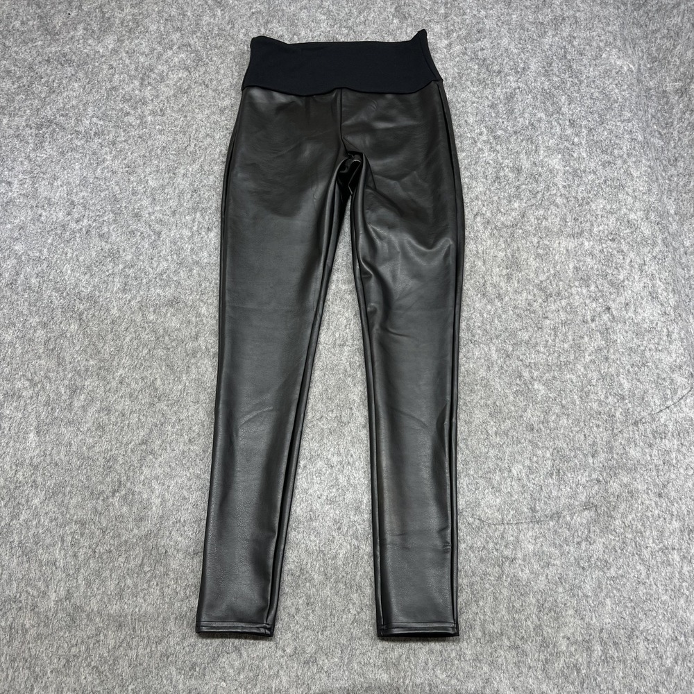 Assets By Spanx Leggings Womens‎ M Black High Rise Faux Leather Shaping Pants